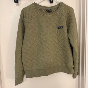 Patagonia Olive Quilted Pullover Womens size large cotton